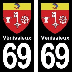 Blason Vénissieux - Stickers plaque immatriculation 69