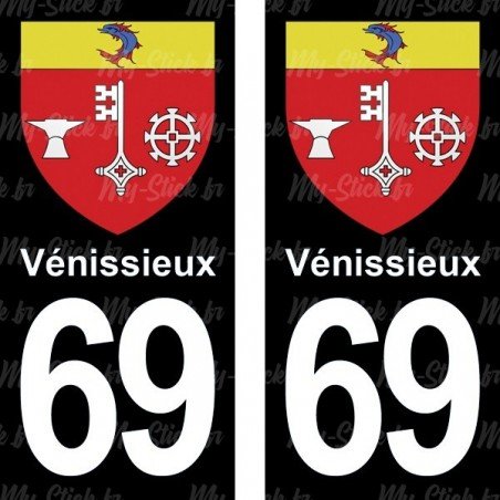 Blason Vénissieux - Stickers plaque immatriculation 69