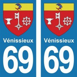 Blason Vénissieux - Stickers plaque immatriculation 69