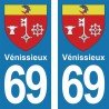 Blason Vénissieux - Stickers plaque immatriculation 69