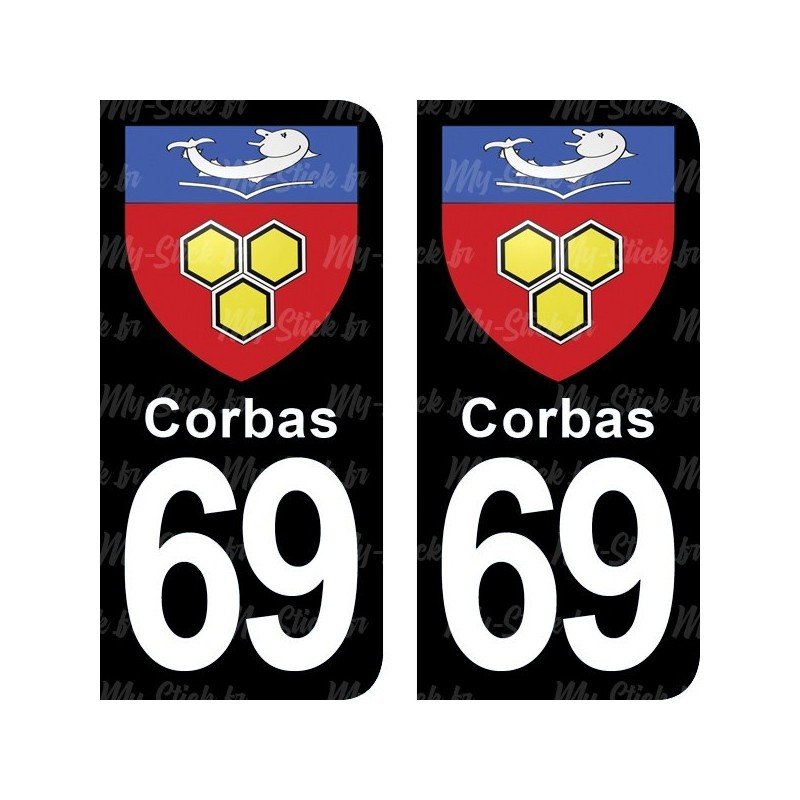 Blason Corbas - Stickers plaque immatriculation 69