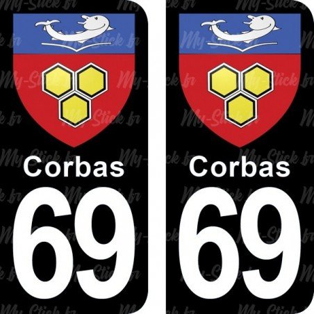 Blason Corbas - Stickers plaque immatriculation 69