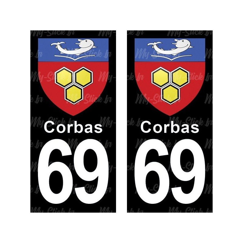 Blason Corbas - Stickers plaque immatriculation 69