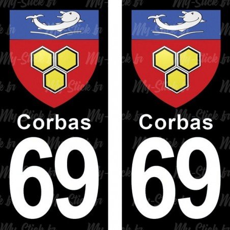 Blason Corbas - Stickers plaque immatriculation 69