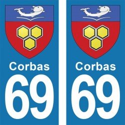 Blason Corbas - Stickers plaque immatriculation 69