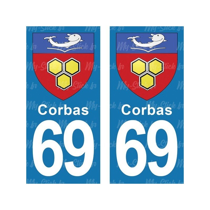 Blason Corbas - Stickers plaque immatriculation 69