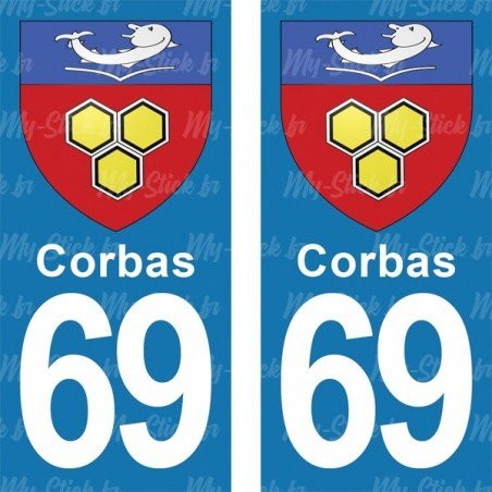 Blason Corbas - Stickers plaque immatriculation 69