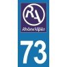 Stickers plaque immatriculation 73 ancienne région logo RA