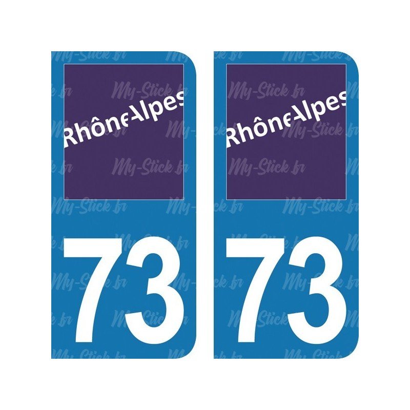 Sticker plaque immatriculation 73 Rhône-Alpes
