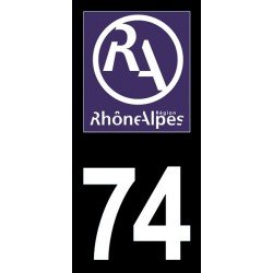 Stickers plaque immatriculation 74 ancienne région logo RA