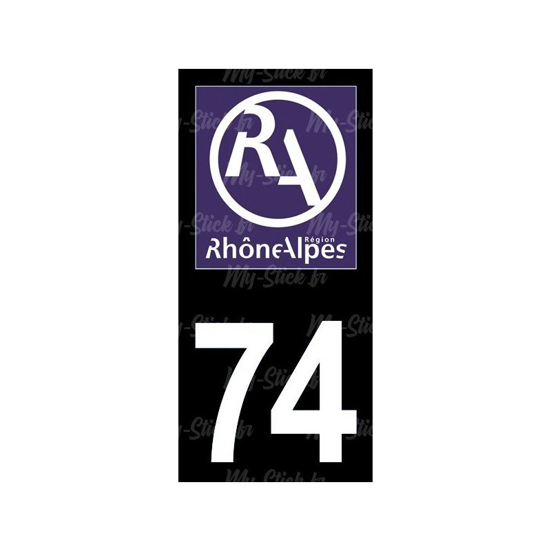Stickers plaque immatriculation 74 ancienne région logo RA