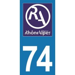 Stickers plaque immatriculation 74 ancienne région logo RA