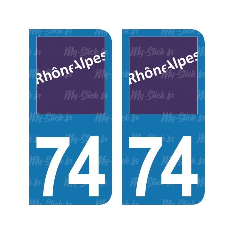 Stickers plaque immatriculation 74 Rhône-Alpes