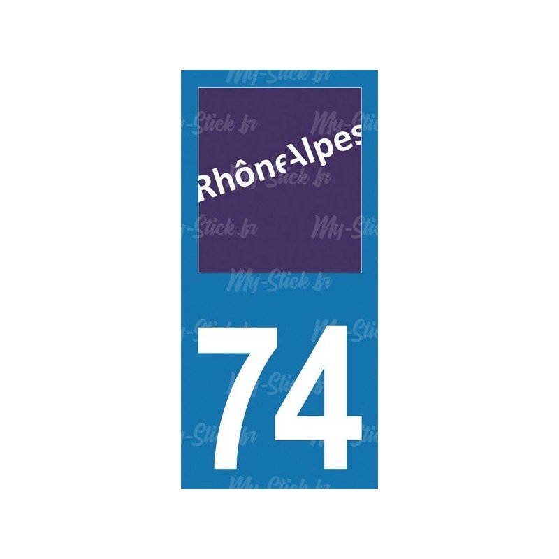 Stickers plaque immatriculation 74 Rhône-Alpes