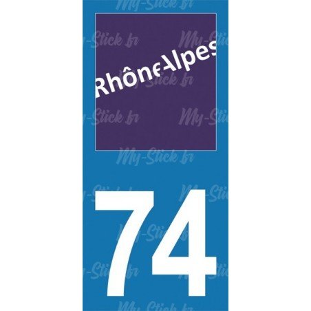 Stickers plaque immatriculation 74 Rhône-Alpes