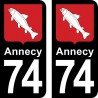 Blason Annecy - Stickers plaque immatriculation 74