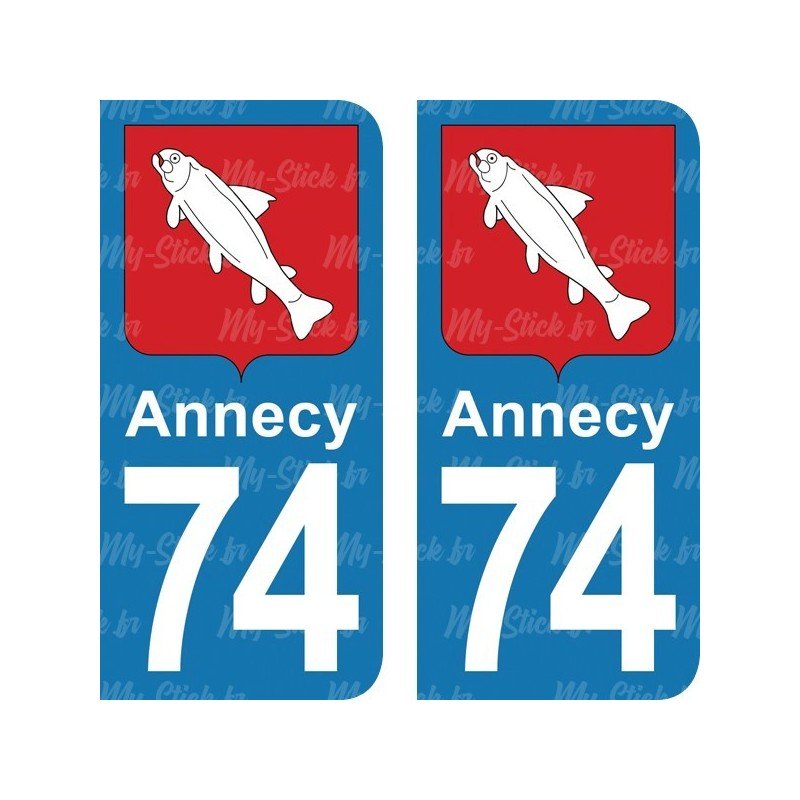 Blason Annecy - Stickers plaque immatriculation 74