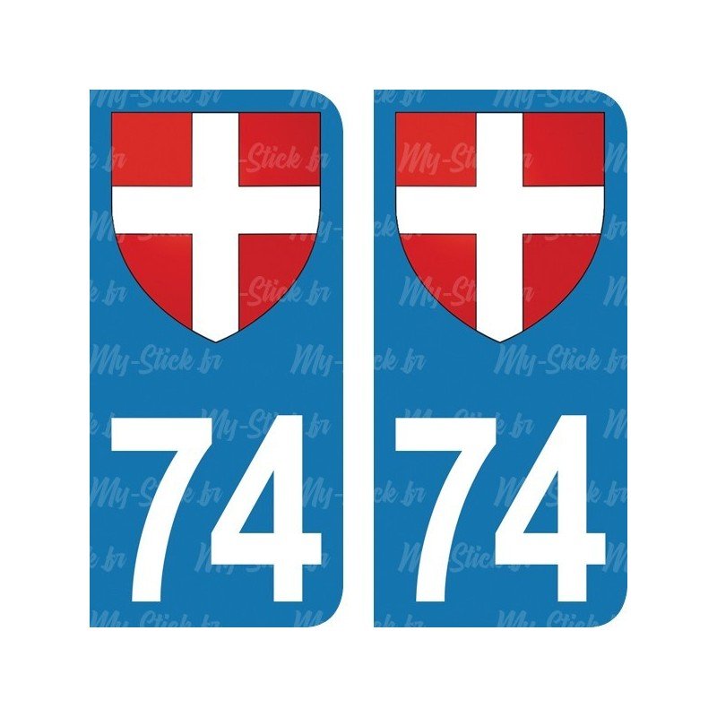 Stickers plaque immatriculation 74 HauteSavoie Blason Croix