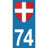 Blason Croix - Stickers plaque immatriculation 74