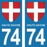 Blason Croix de Haute-Savoie - Stickers plaque immatriculation 74
