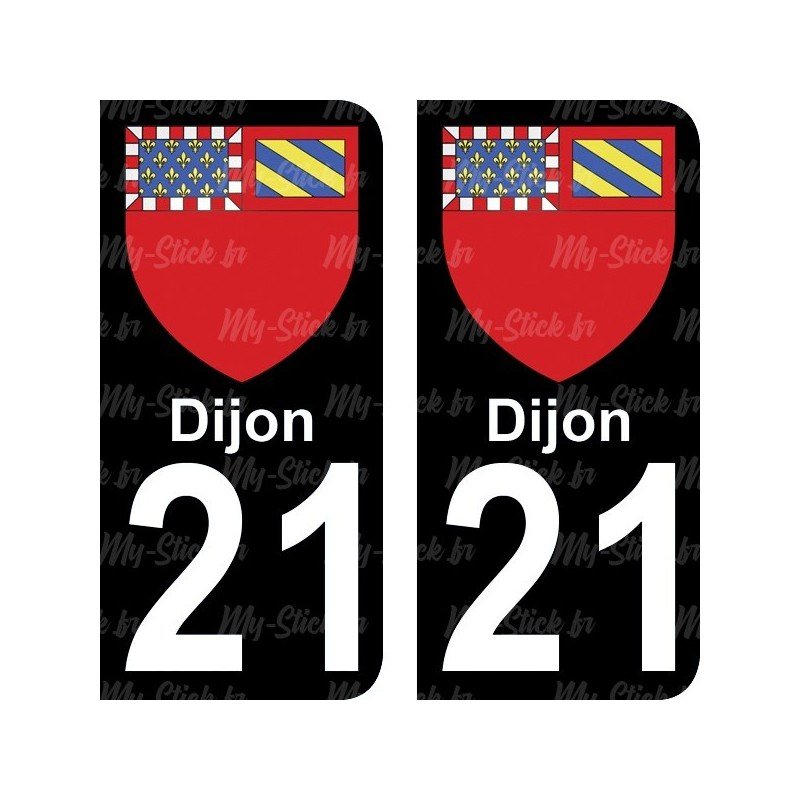 Blason Dijon - Stickers plaque immatriculation 21