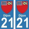 Blason Dijon - Stickers plaque immatriculation 21