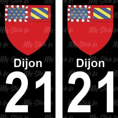 Blason Dijon - Stickers plaque immatriculation 21